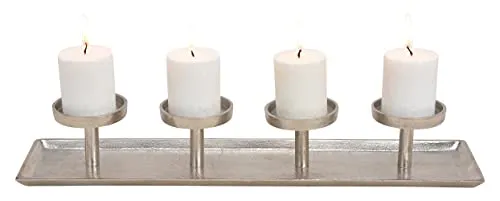 Kerzenhalter Adventskranz länglich L: 57 cm aus Metall Silber - Adventsgesteck, Weihnachtsdeko, Adventsdeko, Advent, Weihnachten