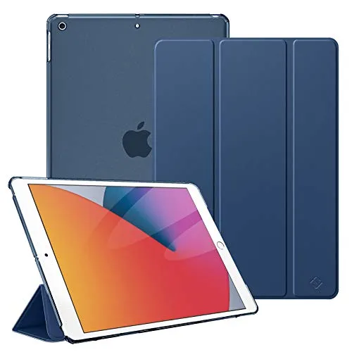 Fintie Hülle für iPad 10.2 Zoll (9. / 8. / 7. Generation, Modell 2021/2020/ 2019) - Ultradünn Schutzhülle mit transparenter Rückseite Abdeckung Cover mit Auto Schlaf/Wach, Marineblau