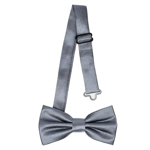 Ladeheid Kinder Jungen Fliege - Vorgebunden, Einstellbares Band, Glänzendes Design, Ideal für Hochzeit, Geburtstag, Einschulung - Strapazierfähig & Stilvoll BKS (10cm x 5cm, Graphite)