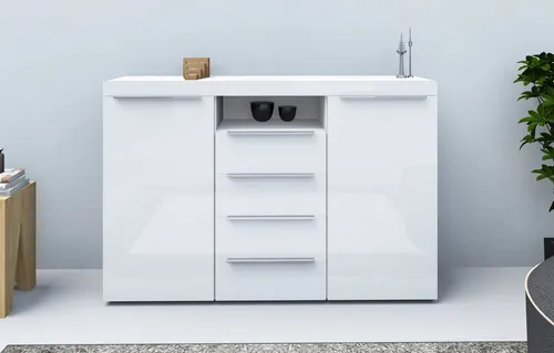 Borchardt Möbel Highboard Durban, 139 cm Breite in Weiß