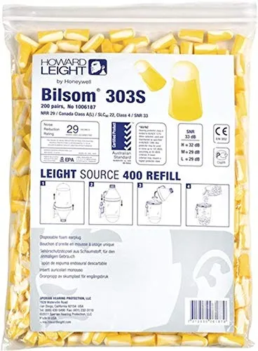 Bilsom 303S EN 352-2 SNR 33 dB 200 PA/Pack Taille S - Ohrstöpsel, Schaumstoff, Gelb, Einweg, Lärmschutz, Gehörschutz