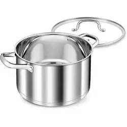 Edelstahl Kochtopf 26 cm mit Glasdeckel und 3-Lagen-Boden
