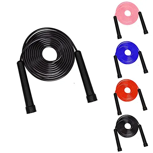 Springseil für Boxen, Springen Rope Verstellbar für Erwachsene, Geschwindigkeit Sport, Fitnessübungen zum Abnehmen, Fettverbrennung Männer, Frauen (Black)