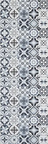 Andiamo Vinylteppich Marrakesch, rechteckig, grau - Kurzflor-Teppich mit rutschhemmendem, abwaschbarem Design im orientalischen Stil, ideal für jeden Raum und auch für Saugroboter geeignet.