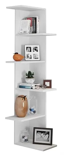 VCM Holzregal hängend Balos XL Weiß - Schweberegal für platzsparende Aufbewahrung, ideal für Bücher und Dekoration mit eleganten Maßen: H. 140 x B. 37 x T. 37 cm.