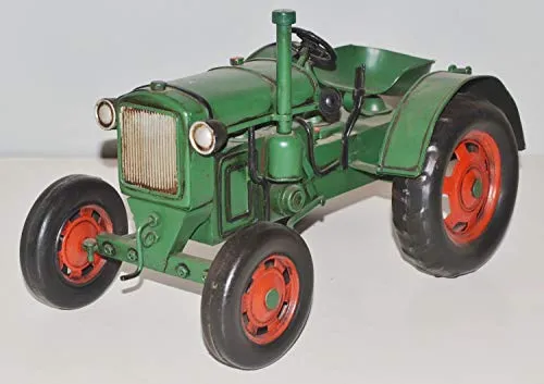 JS Garten Deko Blechtraktor Deutz F1M414 - Nostalgie Modellauto - Nostalgie Blechtraktor im Retro-Stil, Maße: L 28 cm x B 15 cm x H 15 cm. Hochwertige Verarbeitung aus Blech, ideal für Sammler und als dekoratives Highlight.