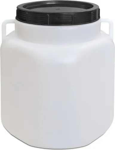 plasteo® 30 Liter Weithalsfass eckig mit Deckel und Griffen, Lebensmittelecht und BPA-Frei Gepäcktonne Sauerkrautfass Futtertonne Universalfass