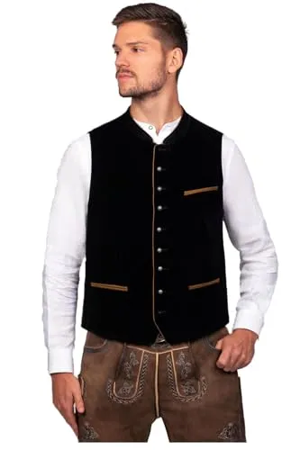 Edelnice Trachtenmode Weste Ludwig – Edle Samt Weste in Blau oder Schwarz - Trachtenweste für Herren, hochwertiger Samt für luxuriöse Optik, ideal für festliche Anlässe und Volksfeste. Elegante Details wie silberne Knöpfe und traditionelle Muster machen sie zum perfekten Hingucker.