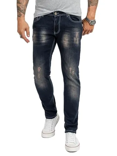 Rock Creek Designer Herren Jeanshose - Slim Fit Stretch Jeans [RC-2117 - Blue Vintage - W33 L36] - Hochwertige Rock Creek Herren Jeans in Slim Fit, mit Elasthan für angenehme Passform und stylischem Used Look durch Stone Washed. Erhältlich in 32 Größen, ideal für jeden Anlass.
