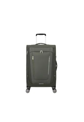 American Tourister Trolley Wanderlite Spinner Exp. TSA 70 cm - Dunkelgrün - Stylischer Trolley mit erweiterbarem Volumen und praktischen Zipperfächern. Ideal für Reisen, mit leisen Rollen und TSA-Zahlenschloss für Sicherheit und Komfort.