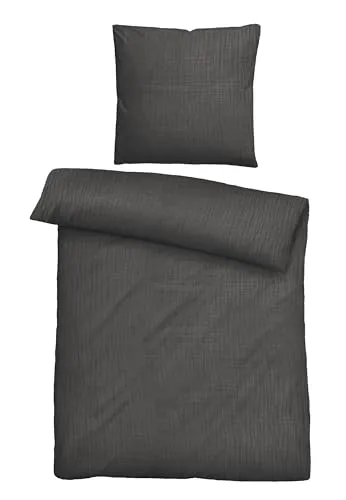 Biberna Bettwäsche Thea, Musselin, 2-teilig, Titanium - Bettwäsche-Set aus feinem, weichem Musselin, 100% Baumwolle, ideal für den Sommer. Mit Knopfverschluss und OEKO-TEX® Standard 100 für ein sicheres Schlafgefühl.