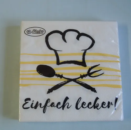 Servietten Einfach lecker ! Schrift Kochmütze Besteck 1 Packung OVP Motivserv 20