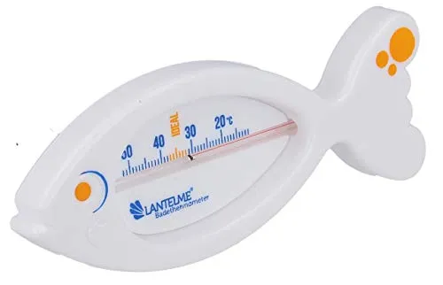 Lantelme Badethermometer Fisch weiß Temperaturanzeige bis 52°C Grad Wassertemperatur | Analog Thermometer für sicheres Baden in Badewanne | Für Baby Kleinkinder Kinder und Erwachsene (Weiß)