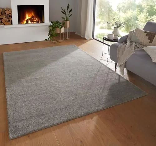 Taracarpet Teppich Georgia Gabbeh Loom Wollteppich strapazierfähiger Schurwollteppich fürs Wohnzimmer, Schlafzimmer und Esszimmer grau 080x150 cm