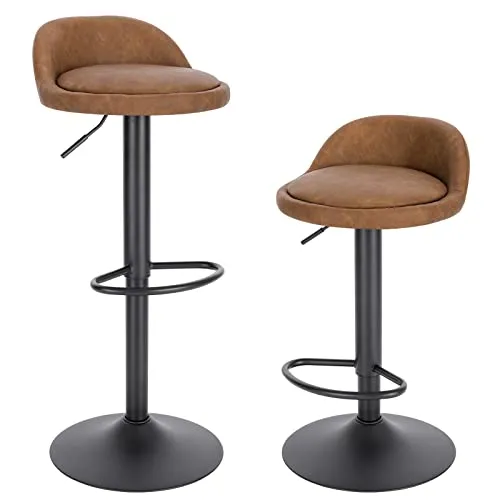 EUGAD Barhocker (2 St) - Höhenverstellbar, 120kg belastbar, Kunstleder, Braun - Barhocker-Set aus strapazierfähigem Kunstleder, ideal für Küchen und Essbereiche. Höhenverstellbar bis 82 cm, perfekt für individuellen Komfort und Stil.