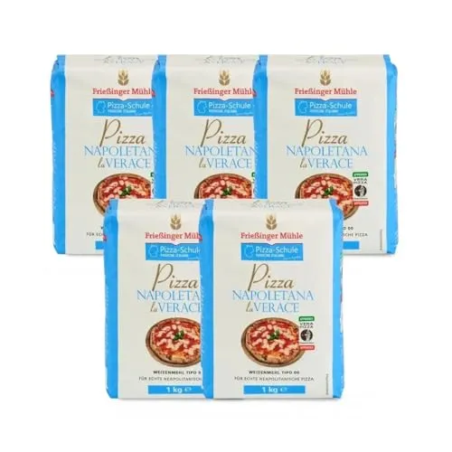 Bielmeier Frießinger Mühle Pizzamehl Verace Napoletana 5×1 kg – AVPN‑zertifiziertes Pizzamehl Typ 00 für originale neapolitanische Pizza, luftiger Teig & knuspriger Rand, Vorratspackung