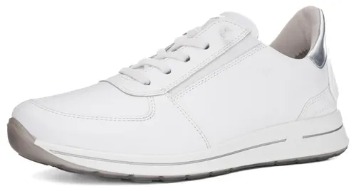 ARA Shoes Damen Sneaker Low Osaka Weiss 38,5 - Damen-Sneaker aus langlebigem Nappaleder mit atmungsaktivem Bambus-Innenfutter und herausnehmbarer Innensohle für besten Komfort. Ideal für kräftige Füße mit Easy2go-Funktion für schnelles An- und Ausziehen.