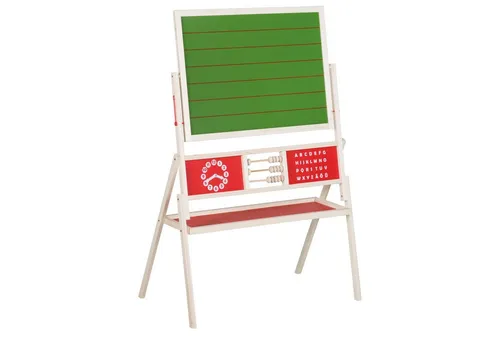 roba® Standtafel drehbar - Schreibtafel und Maltafel magnetisch - Spielmöbel mit drehbarer Funktion, ideal zum kreativen Spielen und Lernen von Uhrzeit & ABC in beige.