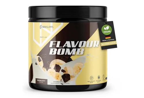 Neosupps Geschmackspulver, Banana Split, 250g, Kalorienarm & zuckerreduziert Pulver, 250 g, einsetzbar für Lebensmittel & Getränke, geprüfte Qualität