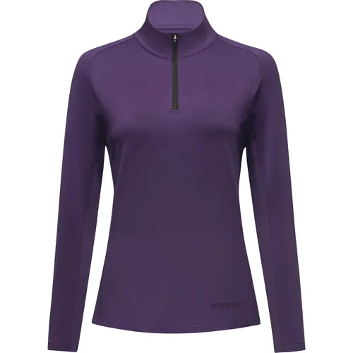 GOREWEAR Everyday Funktionsshirt Damen - purple indigo, Größe 38 - Kleidung: Atmungsaktives Funktionsshirt mit Stehkragen und kurzem Reißverschluss, ideal für aktive Frauen, die Komfort und Stil suchen.