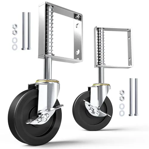 HOLKIE Torrollen 100mm, 360° drehbar Tor Räder Torlaufrolle mit Federbelastung, ideal für Zäune, Holztore und Gartentore, Schwerlast-Torräder mit einer Belastbarkeit von 100 kg (2er-Satz)