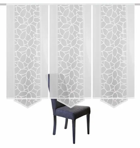 HOME WOHNIDEEN Schiebegardine JENNA, 3 St. halbtransparent - Schiebegardinen-Set mit zartem Blätterdesign aus Jacquard, inkl. Befestigungszubehör für einfache Montage und ideal für eine behagliche Wohnatmosphäre.