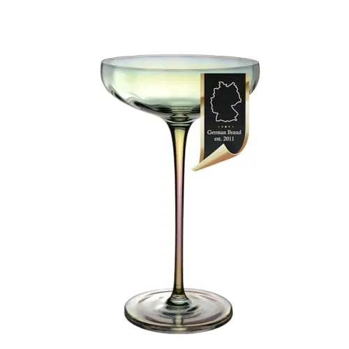 INTIRILIFE Martiniglas Champagnerschale 140 ml – Coupe Glas Cocktailglas Sektglas mit Regenbogen-Schimmer & Wellenform – Bleifreies Kristallglas Spülmaschinenfest Stoßfest – Für Bar Party Hochzeit