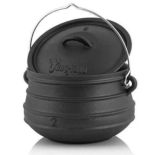 BBQ-Toro Potjie #2 | Gusseisen Hexenkessel für 6 Liter in schwarz von BBQ-Toro