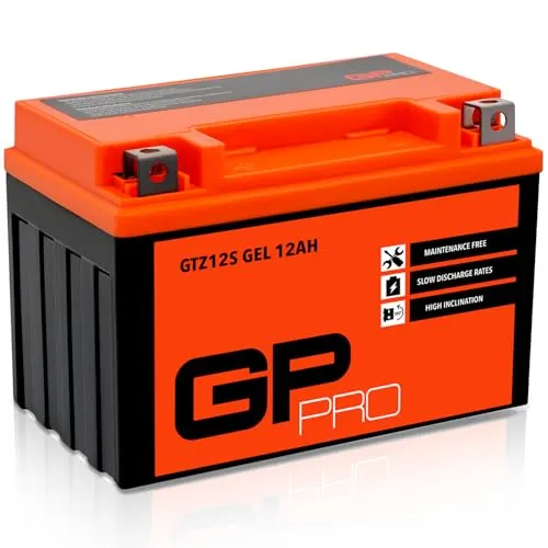 GP-PRO Gel-Batterie 12V 12Ah GTZ12S Motorradbatterie, wartungsfrei versiegelt vorgeladen ähnlich YTZ12S YTX12A-BS