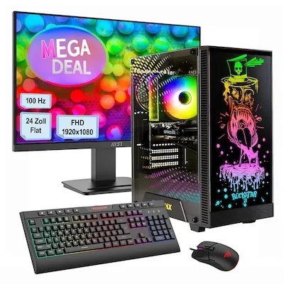 GAMEMAX Gaming-PC Rockstar Komplett-SET mit MSI Monitor 24