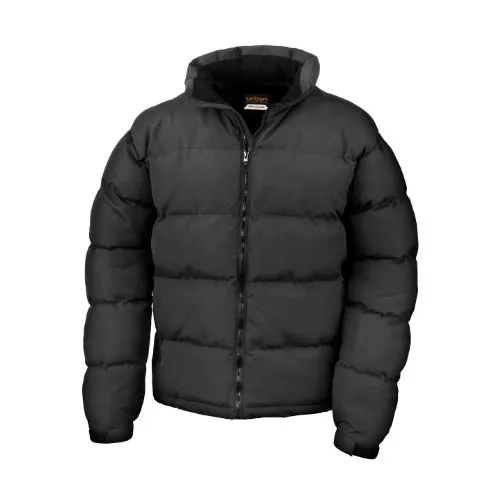 Result Holkham Feel Jack Herren, Schwarz, Large - Funktionsjacke aus handgefüllter Polywatte, bietet hervorragenden Wärme- und Windschutz, ideal für Outdoor-Aktivitäten.