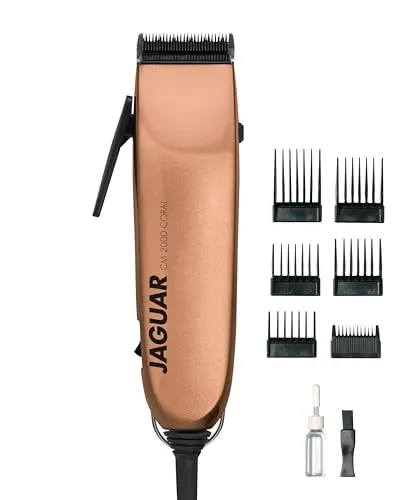 JAGUAR Haarschneidemaschine CM 2000 Coral - Profi Haarschneider - Haarscherer mit kraftvollem, leisem Motor und 6 Aufsteckkämmen für vielseitige Schnittlängen. Ideal für präzises Schneiden, entwickelt von Profis für den Heimgebrauch.