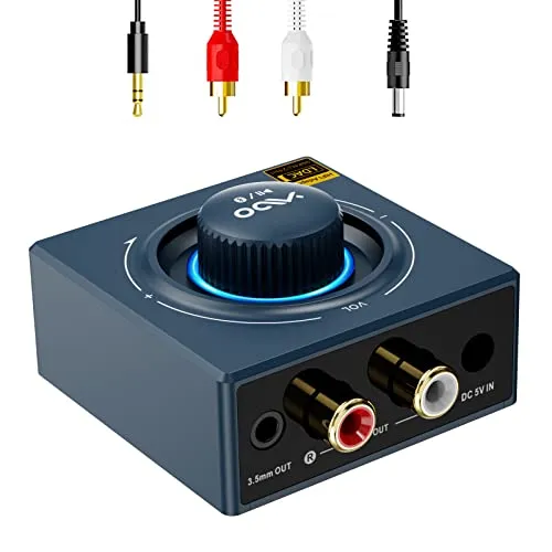 YMOO B06T3 LDAC Bluetooth Empfänger für Stereoanlage, Aptx Bluetooth Adapter HiFi Geringe Latenz(<40ms) Chinch RCA und 3,5 mm, Musikübertragung vom Handy/Tablet/Laptop/MacBook