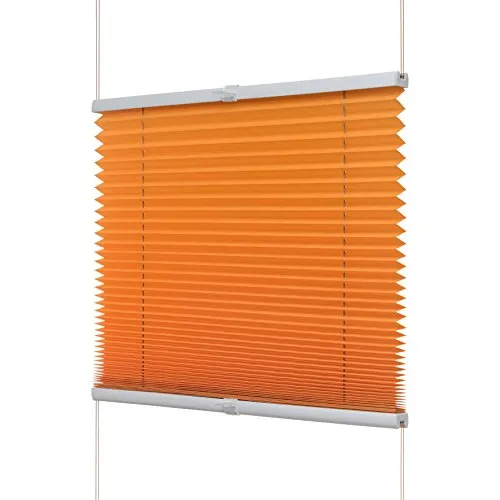 Ventanara® Plissee ohne Bohren Orange 70 x 130 cm – Faltrollo mit Premium Klemmträgern - Einfache Montage ohne Bohren: Das 70 x 130 cm große Plissee in Orange wird mit hochwertigen Klemmträgern am Fensterrahmen befestigt. Ideal für Wohn-, Schlaf- und Badezimmer, bietet es Lichtschutz und Sichtschutz in einem.