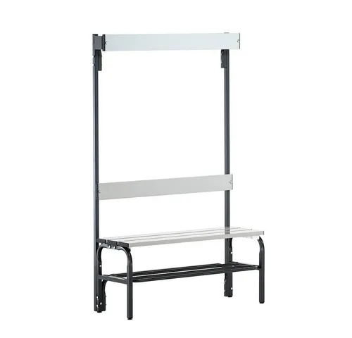 Sypro Umkleidebank mit Aluminiumleisten, einseitig, anthrazit - Gartenmöbel: Praktische Umkleidebank mit abwaschbaren Aluminiumleisten, ideal für Feuchträume. Stabile Bügelkonstruktion und 3 Haken bieten zusätzlichen Komfort.