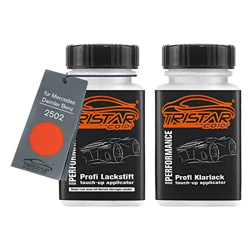 TRISTARcolor Autolack Lackstift Set für Mercedes/Daimler Benz 2502 Blutorange/Blood Orange Basislack Klarlack je 50ml