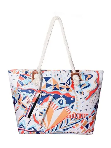 DonDon XXL Strandtasche mit Reißverschluss - Praktische Badetasche für Strand und Meer - Damen-Shopper mit hochwertiger Verarbeitung aus Baumwolle und Polyester. Ideal für Familie, bietet viel Stauraum und kommt mit zusätzlicher kleiner Tasche für Kleinigkeiten.
