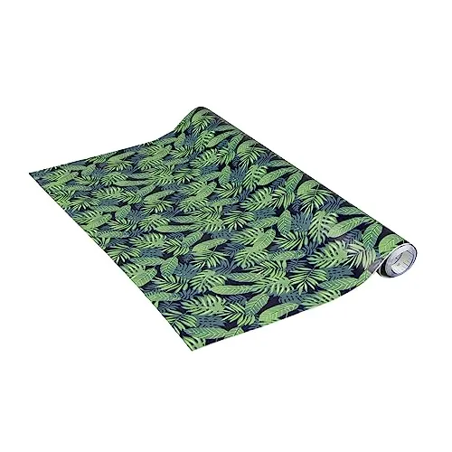 Produktbild Klebefolie Wilderness Motiv, Blätter-Muster, Dekofolie, Möbelfolie, Tapeten, selbstklebende Folie, PVC, ohne Phthalate, grün-schwarz, 45 cm x 2 m, Stärke 95µ (0,095 mm), Venilia 54781