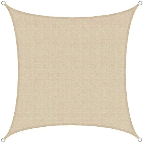 AMANKA UV Sonnensegel 4x4 m HDPE Quadrat in Beige - Sonnenschutz für Garten und Balkon, blockiert 80% der UV-Strahlen und ist atmungsaktiv. Ideal für unbesorgtes Spielen der Kinder im Freien.