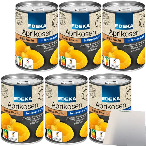 Edeka Aprikosen halbe Frucht in Traubensüße 6er Pack 6x425ml Dose usy Block