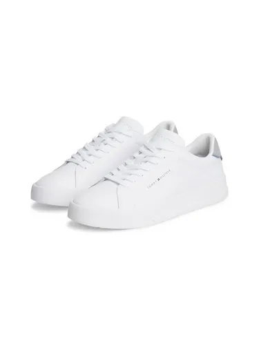Tommy Hilfiger TH COURT LTH DETAIL ESS Sneaker in Grau/Weiß – Sportlicher Halbschuh für Herren