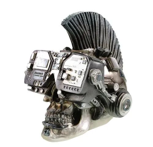 Kremers Schatzkiste Dekofigur Kremers Schatzkiste Futuristischer Totenschädel Irokese 18cm Figur