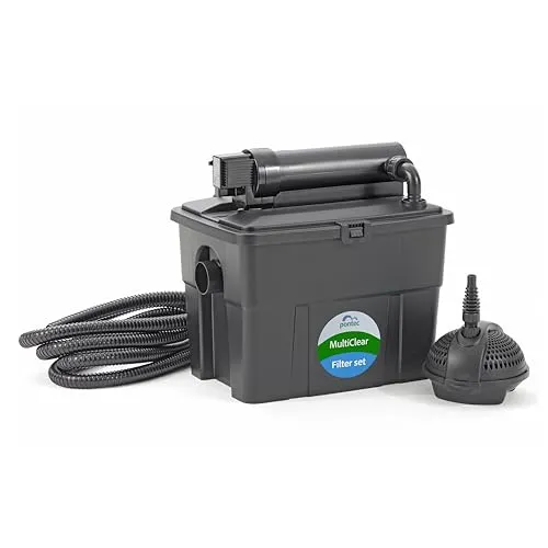 Pontec MultiClear Set 5000 für Teiche bis 5000 Liter Wasser - Teichfilter für kristallklares Wasser, ideal für Teiche bis 5000 Liter - sorgt für ein gesundes Teichökosystem.