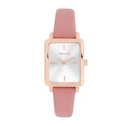 Tamaris Damenuhr - Rechteckig - Roségold - 23 mm - Elegante Armbanduhr aus Metall mit robustem Mineralglas, wasserdicht bis 3 ATM und hochwertigem Echtlederband für perfekten Tragekomfort.