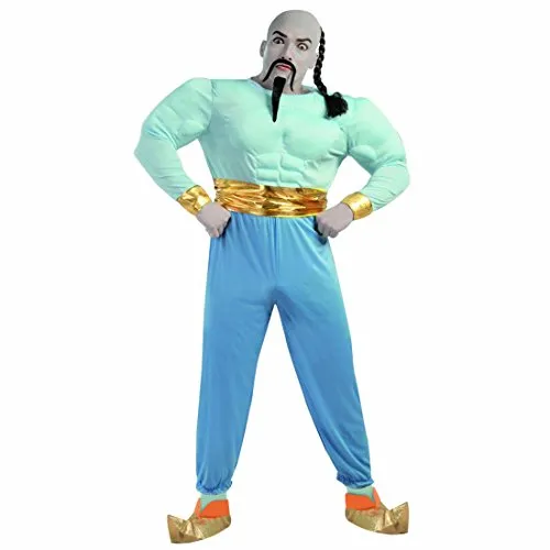 NET TOYS Muskelanzug Dschinn Flaschengeist Kostüm L 52/54 Lampengeist Muskelkostüm orientalisches Faschingskostüm Märchenkostüm Männer Herrenkostüm Orient