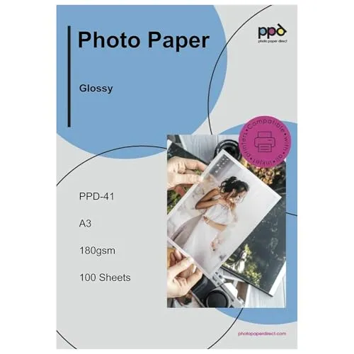 PPD 100 x A3 Inkjet Premium Fotopapier 180g Hochglänzend, Sofort Trocken und Wasserfest PPD-41-100