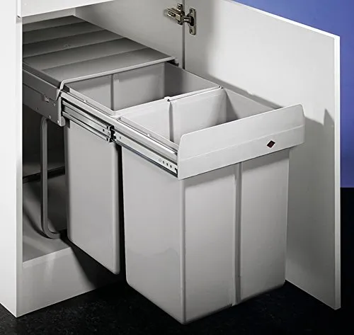 Wesco Double 4 Abfallsammler - Haushaltszubehör mit 40 Liter Volumen, ideal für umweltfreundliches Trennen von Abfall, platzsparend mit Vollauszug zur Bodenmontage.