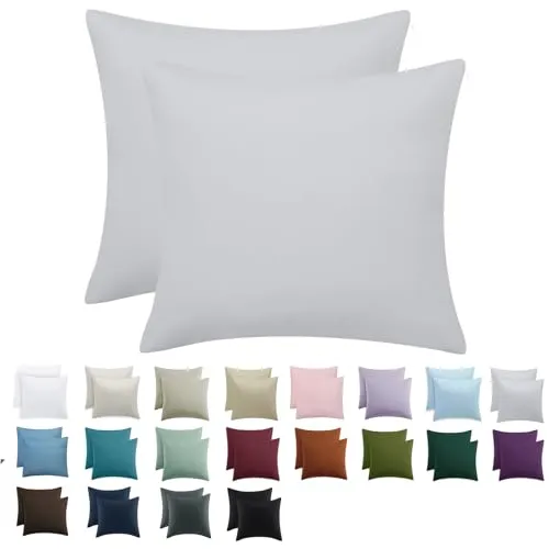Tifschlaf Kissenbezug 80x80 2er Set - Kopfkissenbezug 80 x 80 Hellgrau mit Reißverschluss aus Mikrofaser Weich, 80x80cm Grau Pillow Case