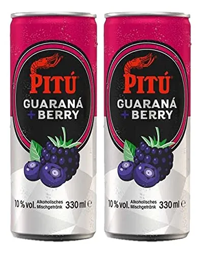 Pitu Guarana + Berry 2er Set Cocktail 2x 0,33L (10% Vol) ready to drink Alkoholhaltig inklusive Pfand EINWEG- [Enthält Sulfite]