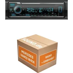 Kenwood KMM BT508DAB Autoradio Einbaupaket für Mercedes Vaneo W414 + Bose - Komplettset zum einfachen Austausch des Autoradios in Ihrem Mercedes Vaneo (2001-2005). Enthält Kenwood KMM BT508DAB, Antennenadapter und Aktivsystemadapter für mühelosen Einbau ohne Schneiden oder Löten.